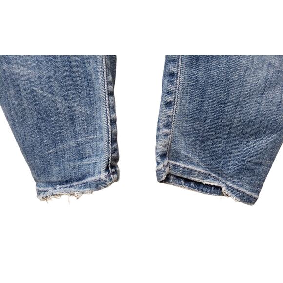 Mother Womens The Looker Graffiti Girl Distressed Blue Jeans 31 Comfort Stretch - Picture 6 of 16